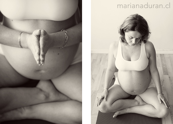 mujer embarazada en postura de yoga