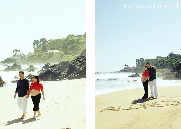 Futuros padres paseando en la playa en Viña del Mar