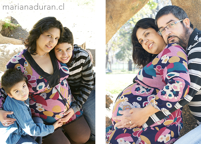 Madre embarazada junto a sus hijos y su marido